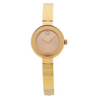 Movado Bold Stainless Steel Rose Sunray Dial Quartz Ladies Watch 3600286