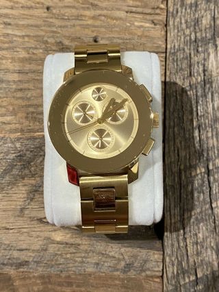 Pre Owned Movado Bold Gold Stainless Steel Chrono Women 