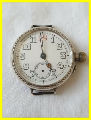 Silver 35mm Borgel Trench Watch,  Glasgow 1914,  Ticking But For Light Repair.
