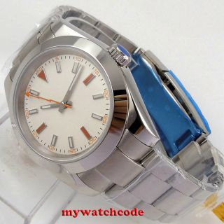 40mm Bliger Sterile White Dial Solid Case Sapphire Glass Automatic Mens Watch