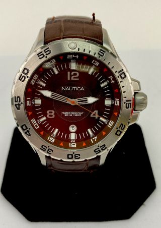 Nautica Brown Croc Leather Band Watch - A155562
