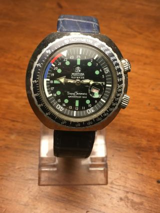 Vintage Mortima 28 Datomatic Mens World Timer Divers Watch