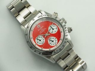 Alpha Daytona Paul Newman Red Dial Glossy Bezel 3 - Registered Chronograph Watch