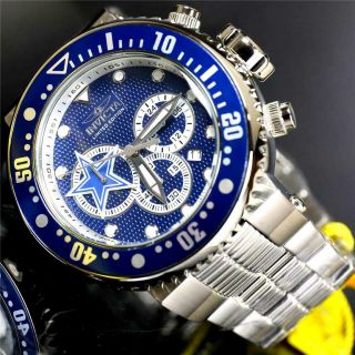 Invicta Nfl Grand Pro Diver Dallas Cowboys Steel 52mm Blue Chronograph Watch