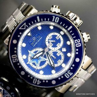Invicta NFL Grand Pro Diver Dallas Cowboys Steel 52mm Blue Chronograph Watch 2