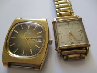 Antique Vintage Omega Watch Gold Tone And Stainless Old Whitnaur Gold Filled