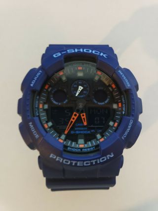 Casio G - Shock Ga - 100l Blue And Orange Mens Watch - Worn Twice