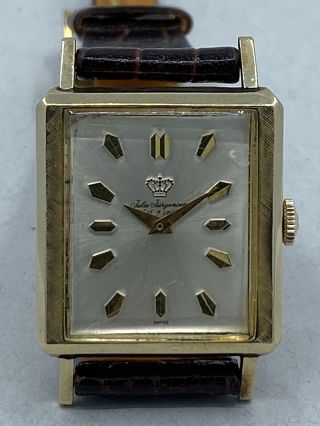 Jules Jurgensen Wristwatch 17 Jewels 10k Gold Filled Rectangular Case