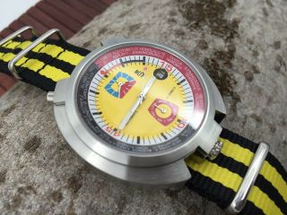 Sorna Bullhead NOS - Style automatic watch yellow version unworn textile strap 2