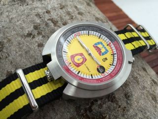 Sorna Bullhead NOS - Style automatic watch yellow version unworn textile strap 3