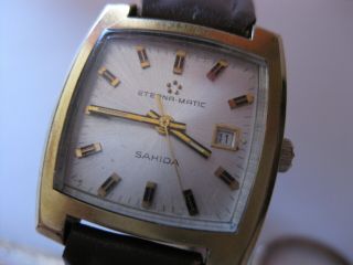 Eterna Matic Sahida Swiss Vintage Date 20mic.  Gold Pl.  Men 