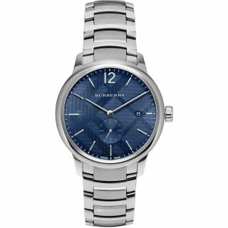 Burberry Bu10007 Silver Tone Stainless Steel Blue Dial 40mm Men 