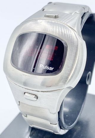 Vintage Pulsar P4 Executive Led Steel Watch Futuristic On Bracelet