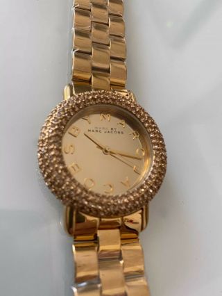 Marc By Marc Jacobs Watch Marci Gold Tone Womens Crystal Link Bracelet Rrp£275