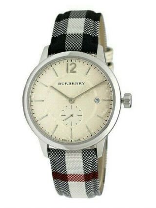 Burberry Bu10002 Horseferry Check Fabric - Coated Leather Unisex Wrist Watch