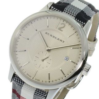 Burberry BU10002 Horseferry Check Fabric - Coated Leather Unisex Wrist Watch 3