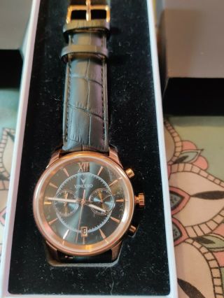 Vincero Bellwether Luxury Mens Chronometer Black And Rose Gold Watch Bnib