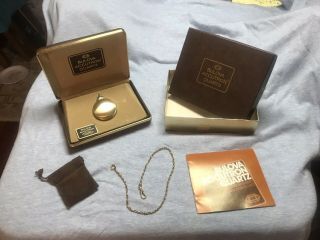 Bulova Accutron Gold Plated Pocket Watch With Chain,  Pouch,  Box & Instruction Book