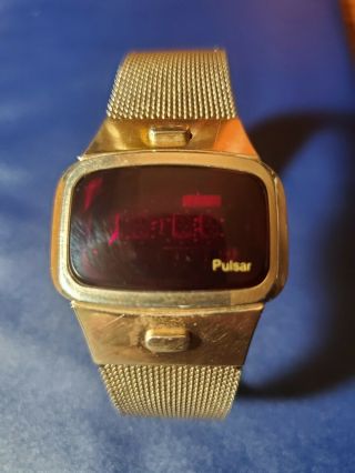 Vintage Pulsar P4 Red Led 14k Gold Filled Mens Watch
