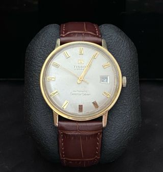 Mens 60s Tissot Gold Plated Visodate Seastar Seven Automatic Swiss Watch Running