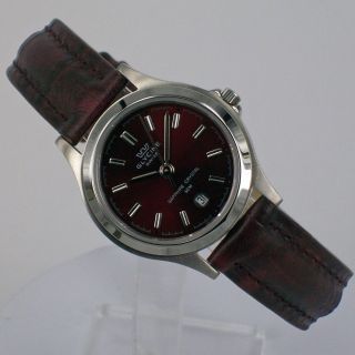 Glycine Damenuhr Quartz Uhr Mit Lederband Und Datum 3689.  16 Stahl Watch
