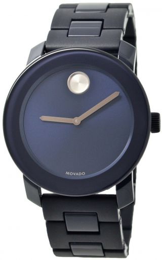 Movado Bold Swiss Navy Blue Dial Tr90 And Stainless Steel Men 