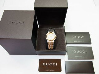 Gucci 9000m 18kgp St.  Steel Two - Tone 33.  5mm Swiss Mid Unisex Watch W/box Etc Ex