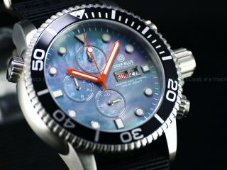 Deep Blue 44mm Platinum Mop Dial Master 1000 Sapphire Watch W/ Extra Strap