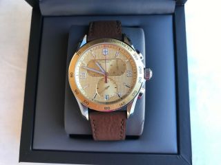 Nwt Victorinox Swiss Army 241659 Mens Chrono Brown Leather Strap Gold Dial Watch
