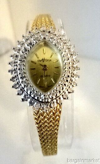 50 Diamond 1/2 Carat Bezel 24k Gold Plated Womens The Oryx Quartz Watch