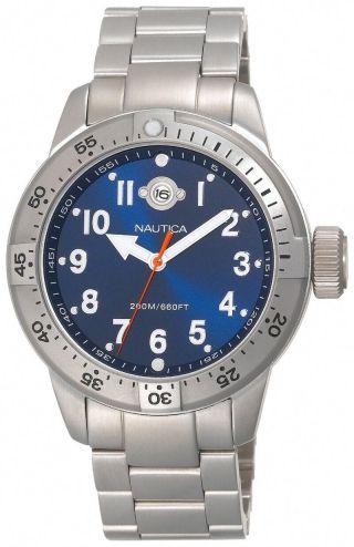 Nautica Bfc Diver 200m Blue Dial Stainless Steel Men Watch N14564g