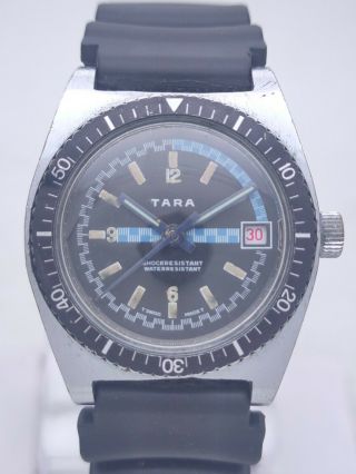 Vintage Tara By Jura Watch Co.  Swiss Hand Winding Cal 1215 Diver Men Wrist Watch