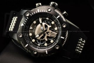 Invicta Mens 51mm Limited Edition Marvel Punisher Chronograph Black Strap Watch