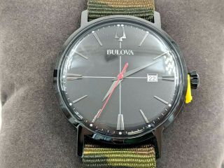 Bulova Aerojet Black Dial Stainless Steel Watch Camouflage Strap - Bbl254