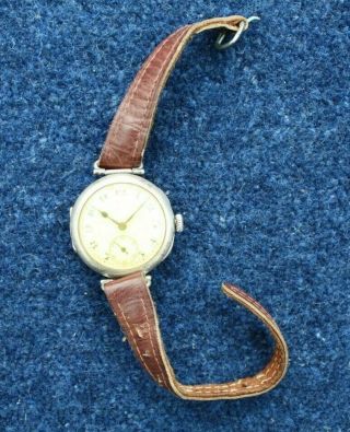 British Officers Ww1 Era Silver Trench Watch With Leather Strap.  Order.