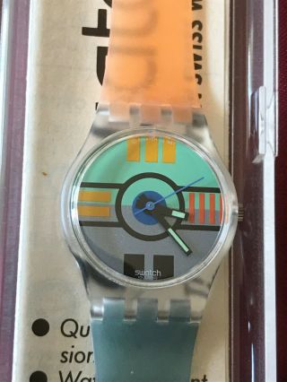 Wristwatch Swatch Lady Flamingo Deli (lk107) - New/nos - 1987 - Multicolor/orange/gren
