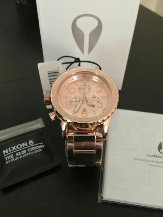 Authentic Nixon Watch 42 - 20 Chrono All Rose Gold A037 - 897 A037897 42mm