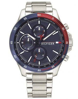 Tommy Hilfiger Silver And Blue Tone Multi Dial Gents Watch - 1791718
