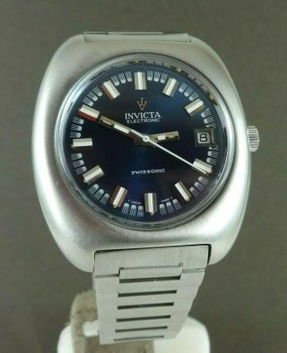 Vintage Invicta Swissonic Electronic 40mm Watch.  Date.  Old Stock