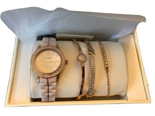 Anne Klein Wrist Watch And Bracelet Set For Women.  Rose Gold Filled
