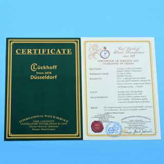 A.  Lange & Söhne Zertifikat Certificate Fur Watch Uhrwerk Movement Inspection