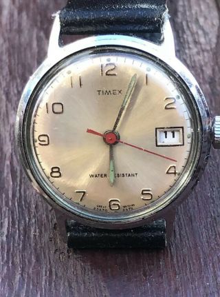 Bristish Timex 1972 Marlin With Date In With Leather Strap