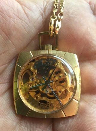 Vintage Very Rare Royce Pocket Watch Gold Plated Swiss Made