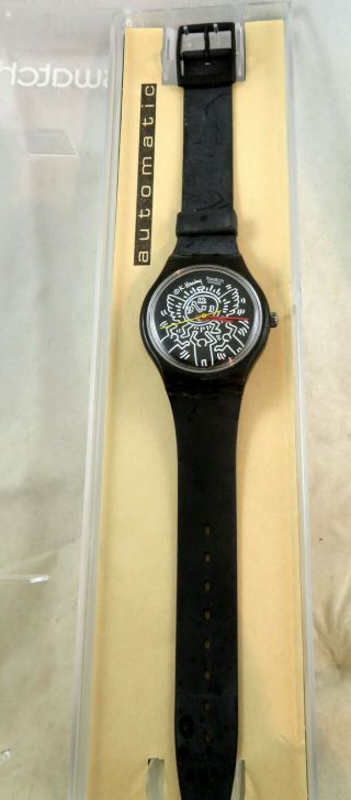 Swatch 1986 Gz104 Blanc Sur Noir By Keith Haring Automatic Conversion