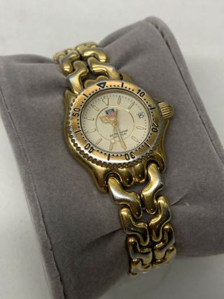 Ladies Tag Heuer Link Sel S/el 18k Gold Plated Watch White Dial Wg1422
