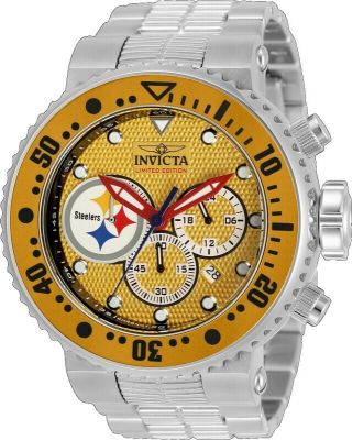 Invicta Nfl Grand Pro Diver Pittsburgh Steelers Yellow Chrono 52mm Watch