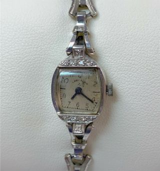 Fine Antique Platinum & Diamond Lady Elgin Wrist Watch (not Running)