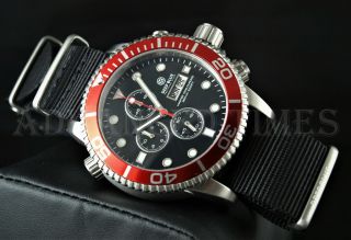 Deep Blue 44mm Red Bezel Black Dial Master 1000 Sapphire Watch W Extra Strap