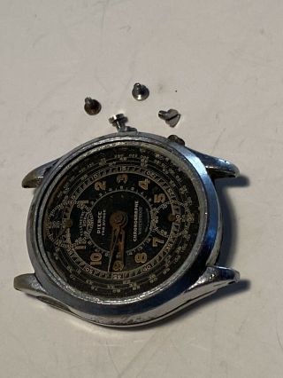 Ww2 Raf Pilot Pierce Chronograph Wrist Watch Black Dial For Repair