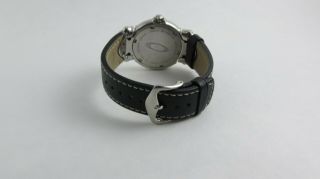 Oakley Jury II Watch Polished Stainless Steel Casing Black Leather Band White 3